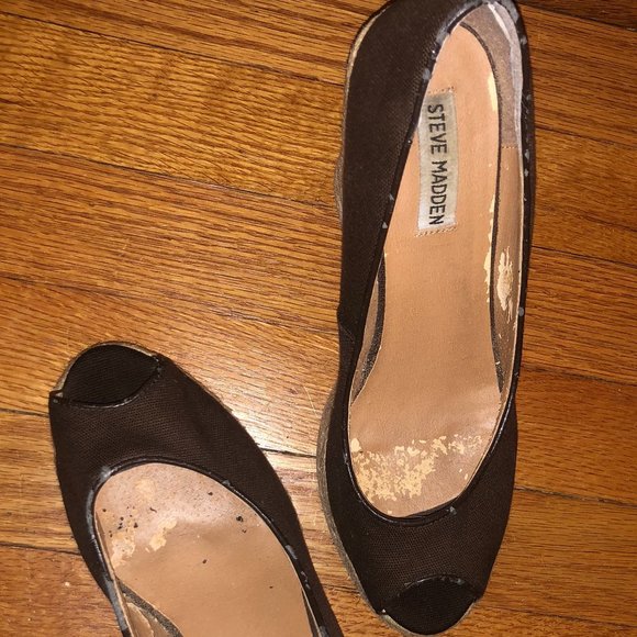 Steve Madden Canvas Espadrille Peep Toe Wedge - Picture 7 of 8